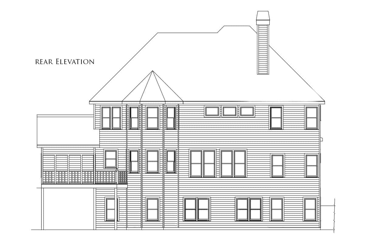 Home Plan Rear Elevation of this 5-Bedroom,3189 Sq Ft Plan -163-1100