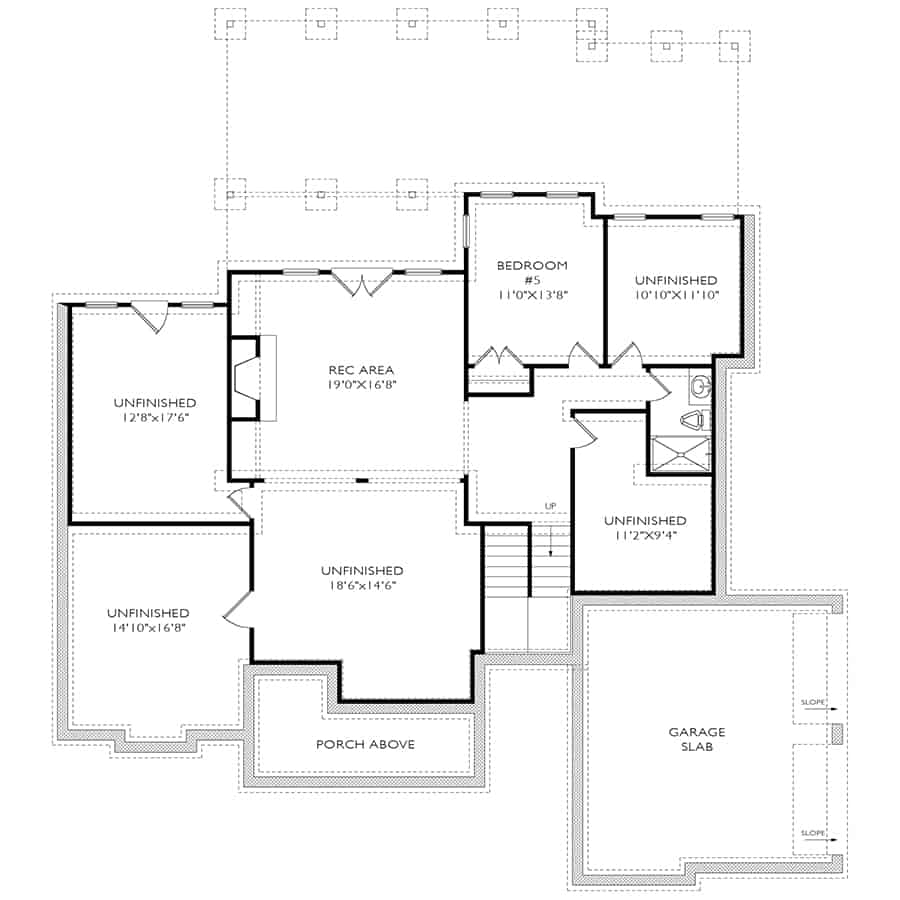 Basement of Craftsman Plan #163-1101