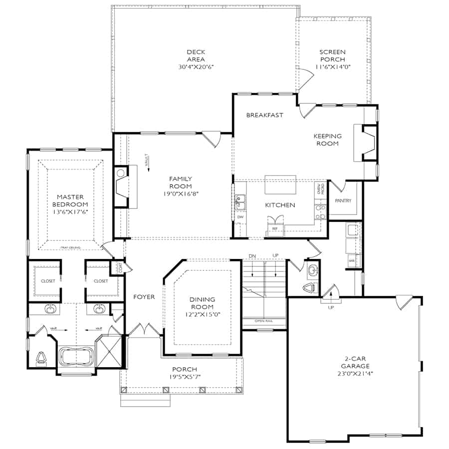 Main Level of Craftsman Plan #163-1101