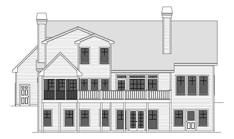 Home Plan Rear Elevation of this 4-Bedroom,2760 Sq Ft Plan -163-1101