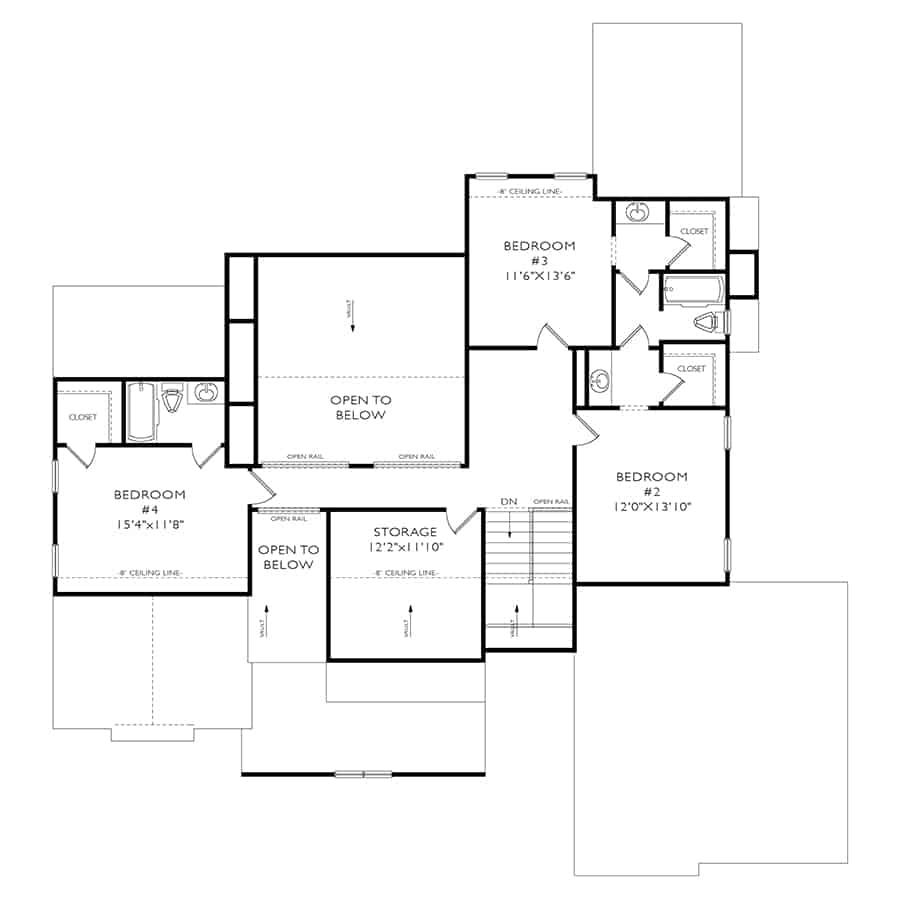 Upper Level of Craftsman Plan #163-1101
