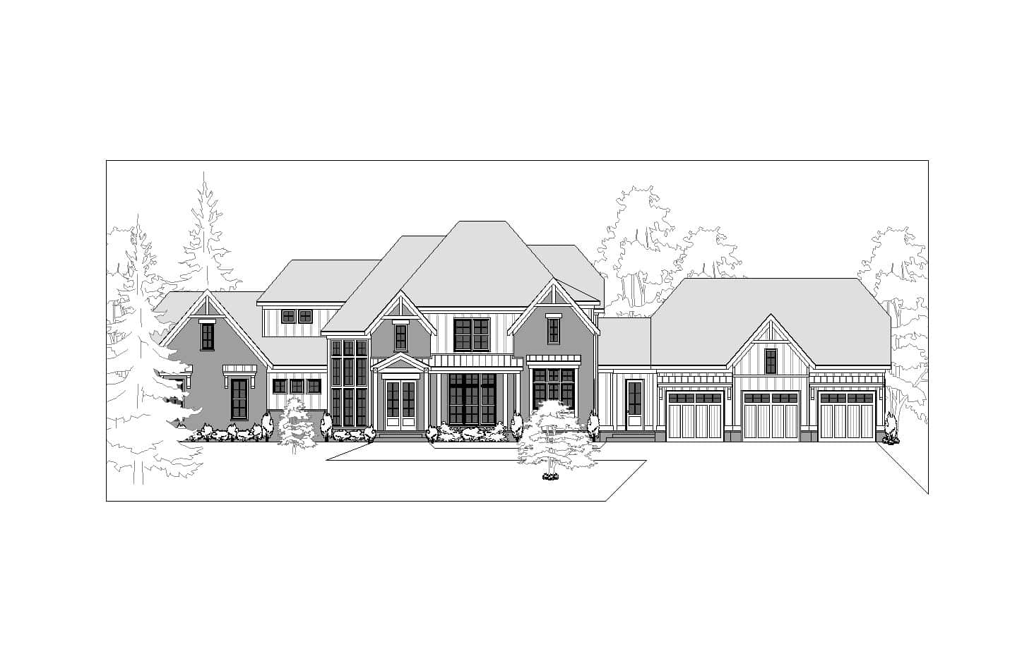 Home Plan Front Elevation of this 4-Bedroom,4380 Sq Ft Plan -163-1102