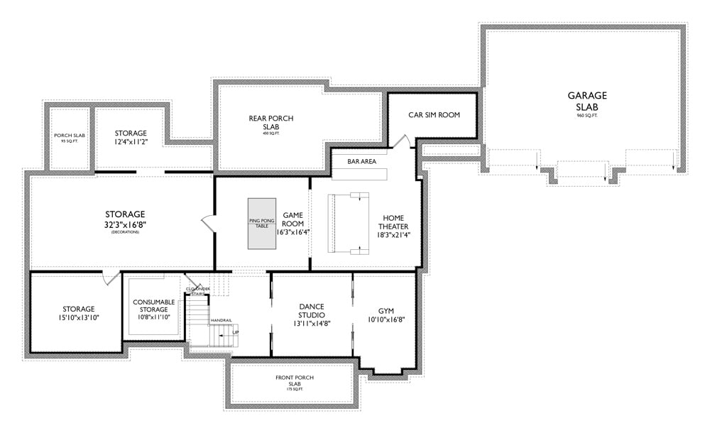 Basement of Modern Farmhouse Plan #163-1102