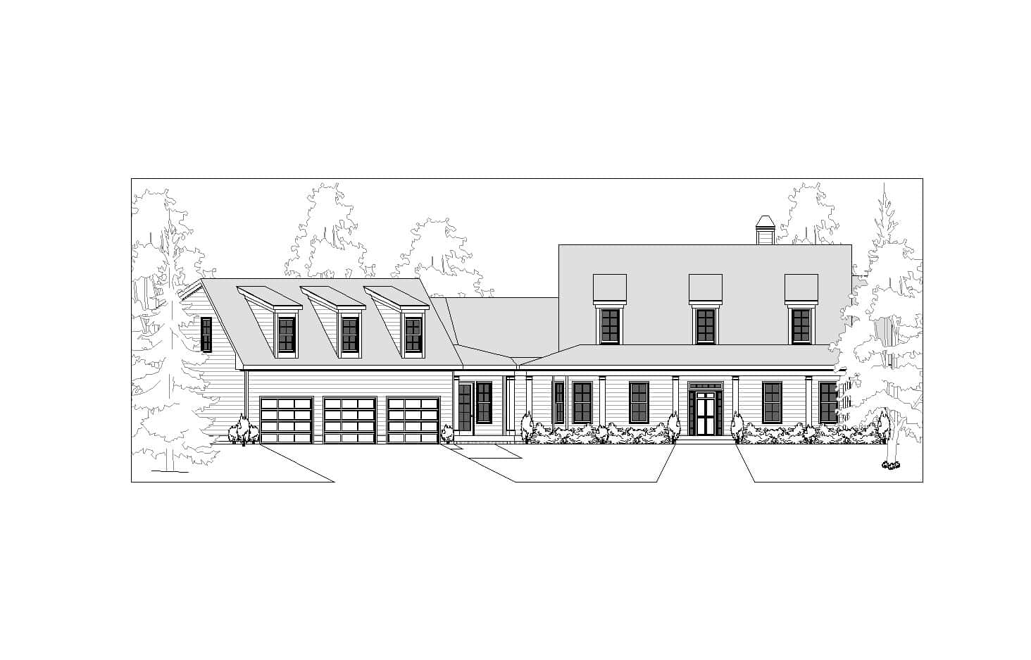 Home Plan Front Elevation of this 3-Bedroom,2715 Sq Ft Plan -163-1105