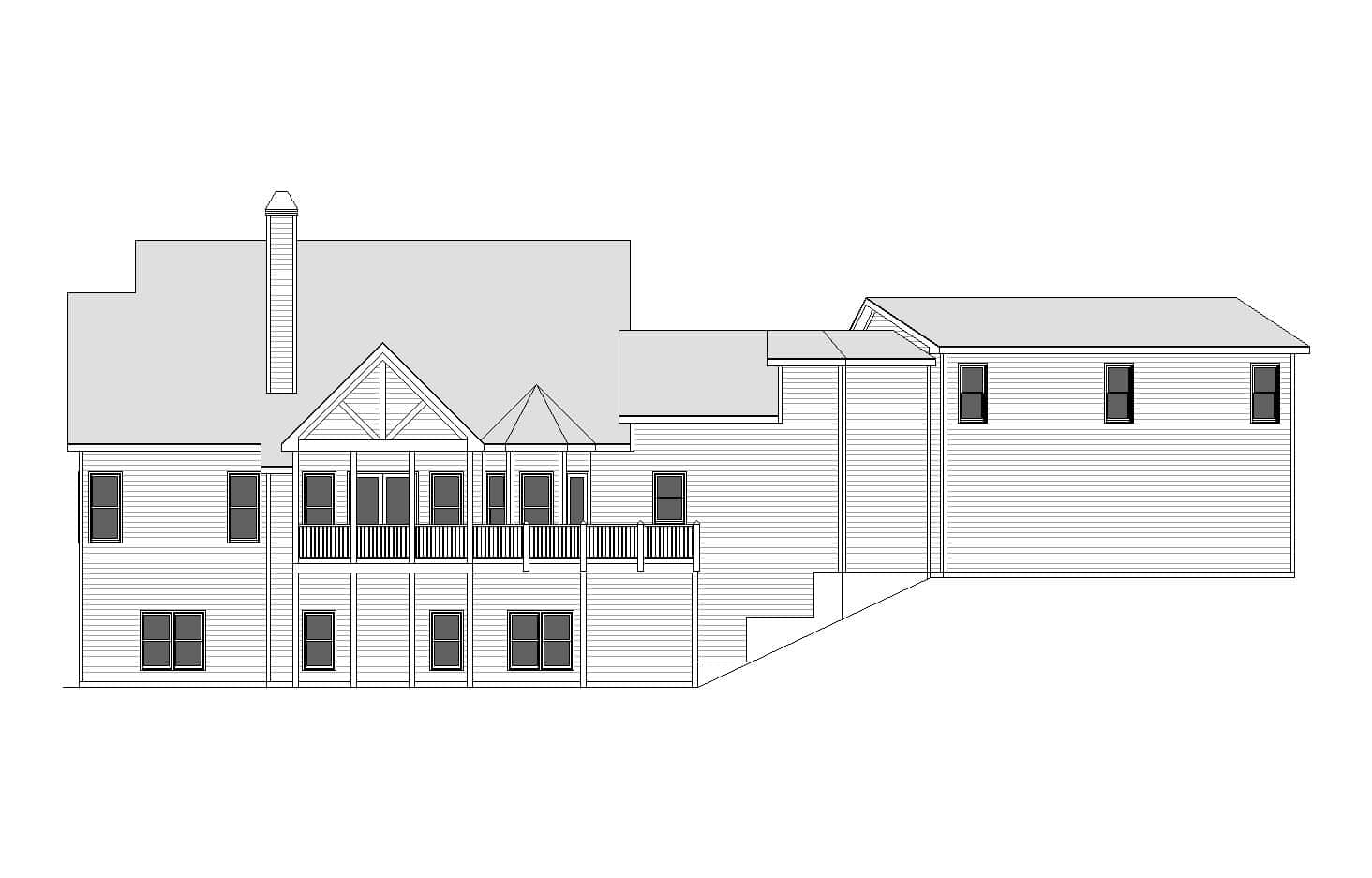 Home Plan Rear Elevation of this 3-Bedroom,2715 Sq Ft Plan -163-1105