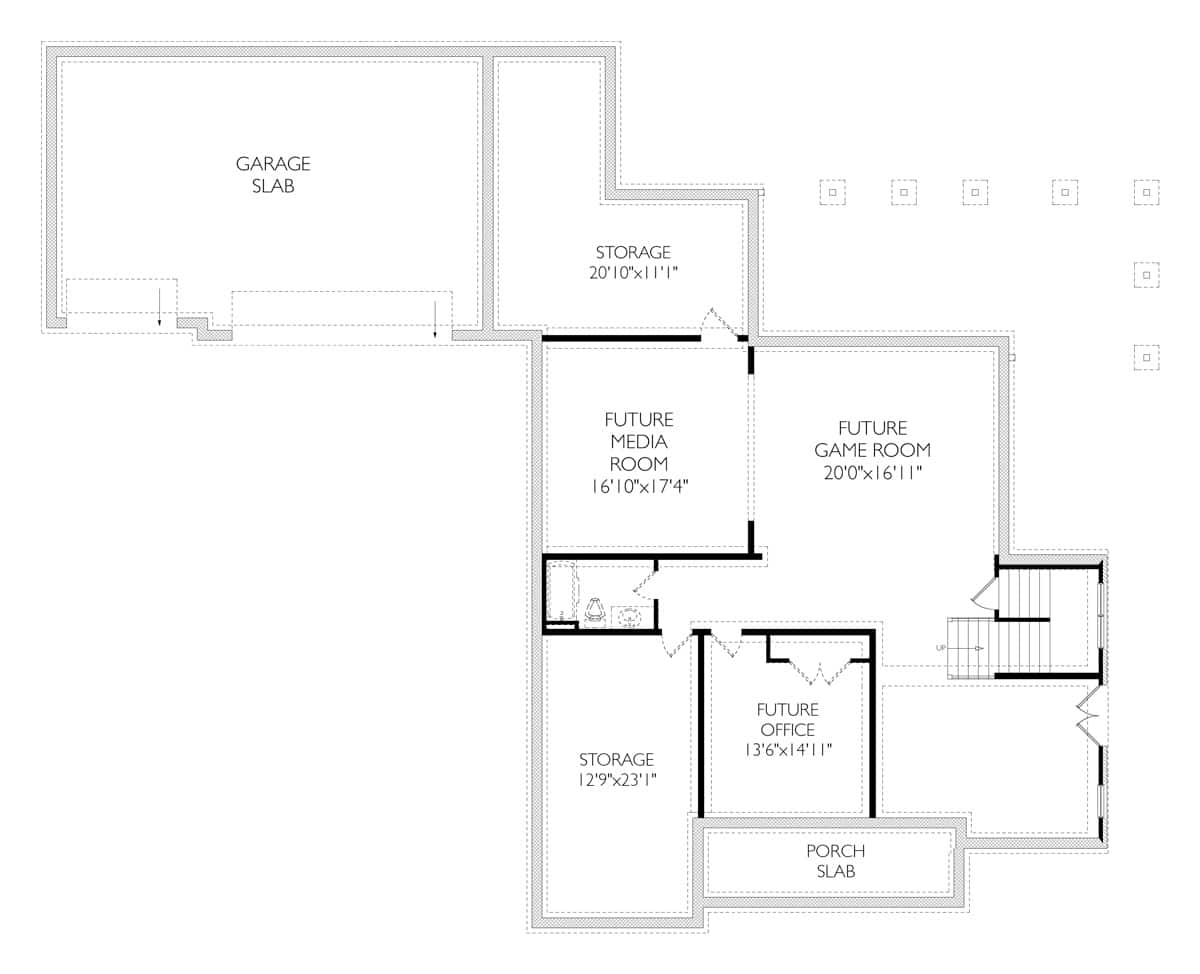 Basement of Southwest Plan #163-1106