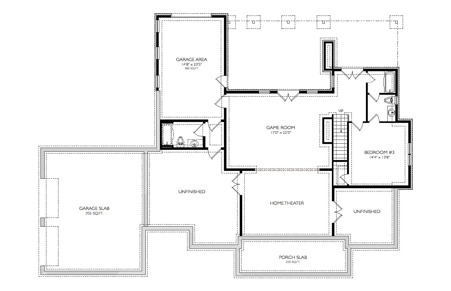 Basement of Ranch Plan #163-1107