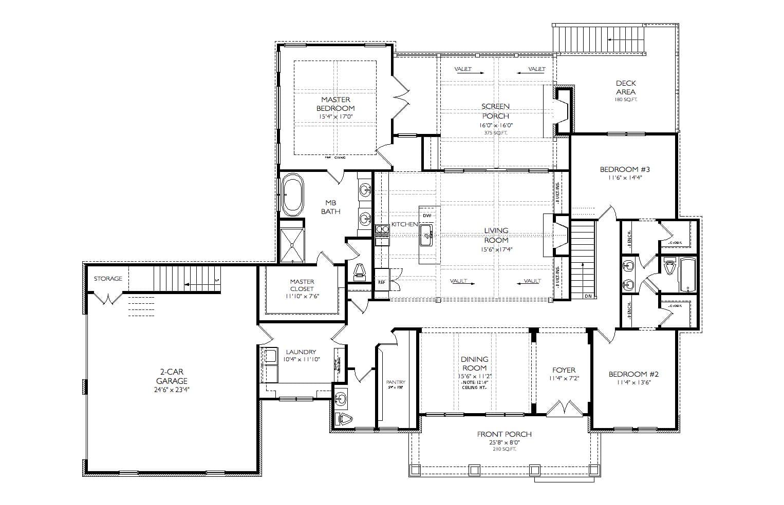Main Level of Ranch Plan #163-1107