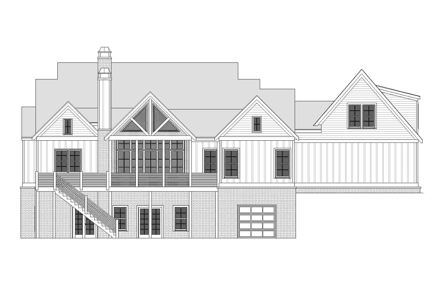 Home Plan Rear Elevation of this 3-Bedroom,2365 Sq Ft Plan -163-1107