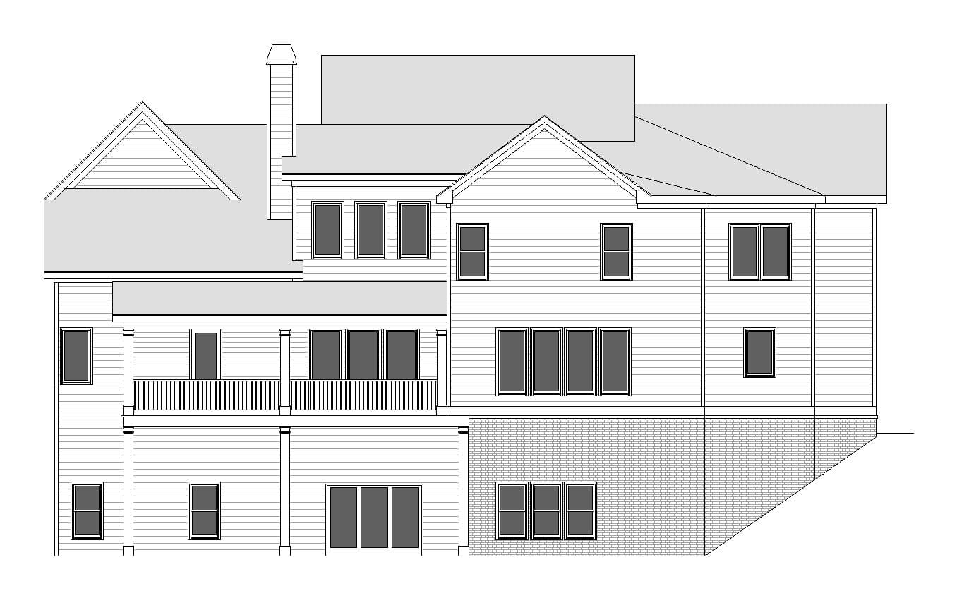 Home Plan Rear Elevation of this 5-Bedroom,4380 Sq Ft Plan -163-1108