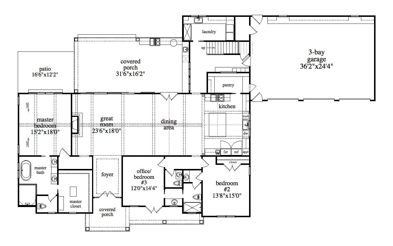 Main Level of Ranch Plan #163-1109