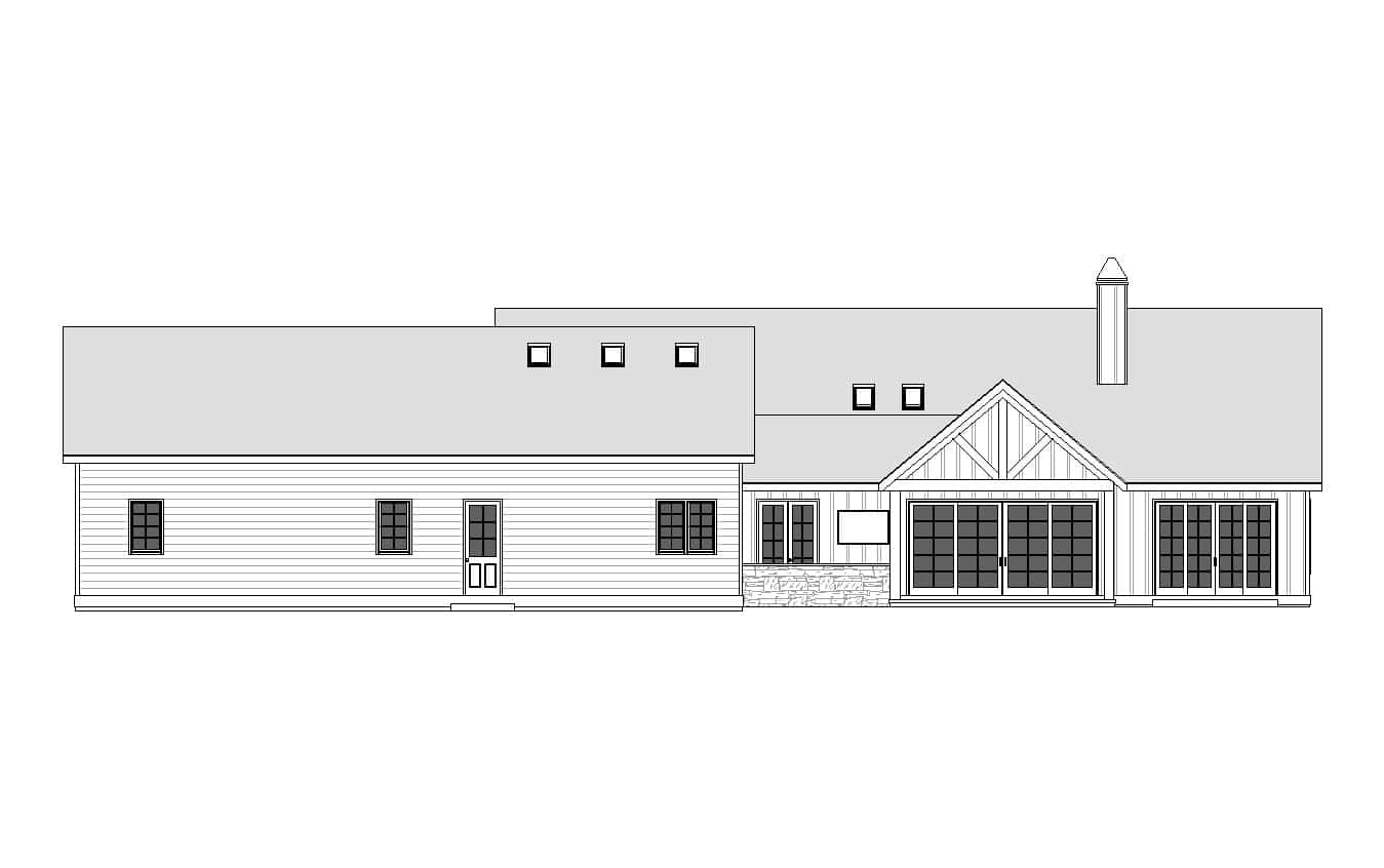 Home Plan Rear Elevation of this 4-Bedroom,3410 Sq Ft Plan -163-1109