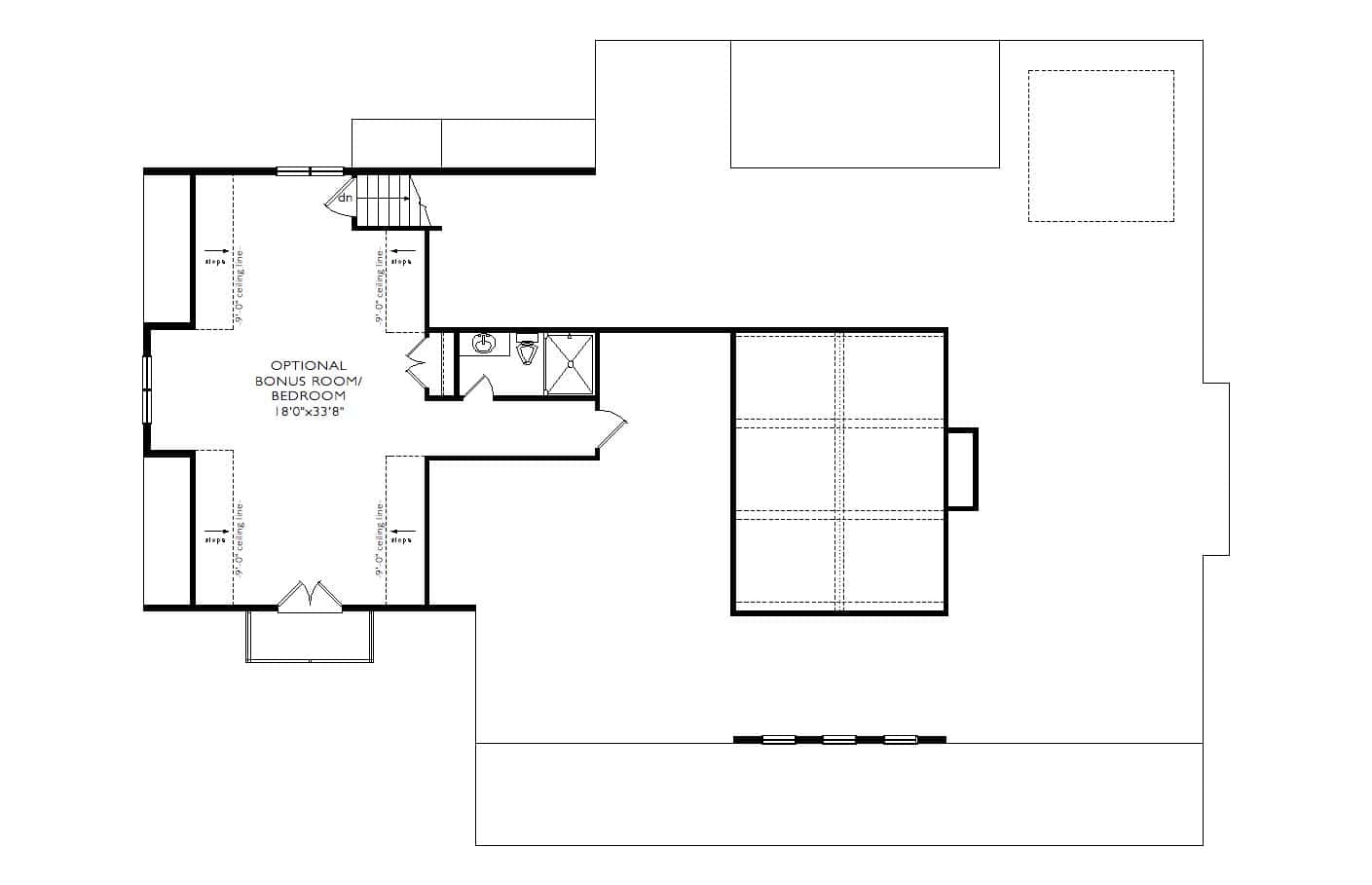 Upper Level of Modern Farmhouse Plan #163-1110