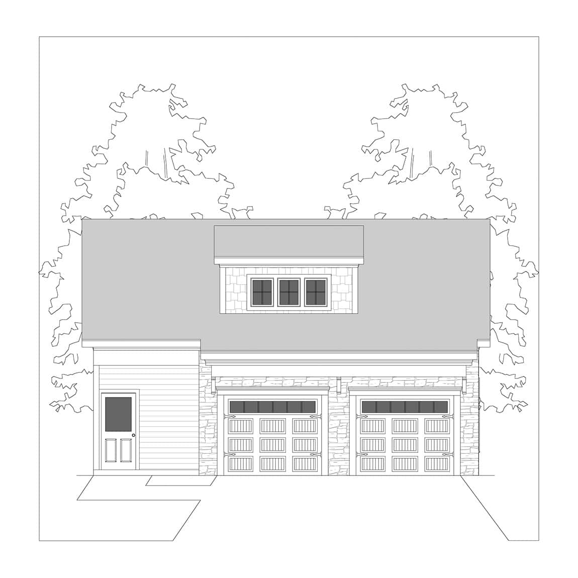 Home Plan Front Elevation of this 1-Bedroom,617 Sq Ft Plan -163-1111