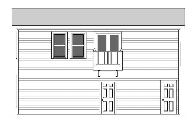 Home Plan Rear Elevation of this 1-Bedroom,617 Sq Ft Plan -163-1111