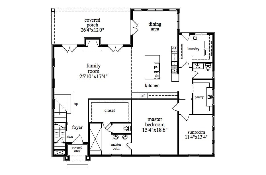 Main Level of Craftsman Plan #163-1112