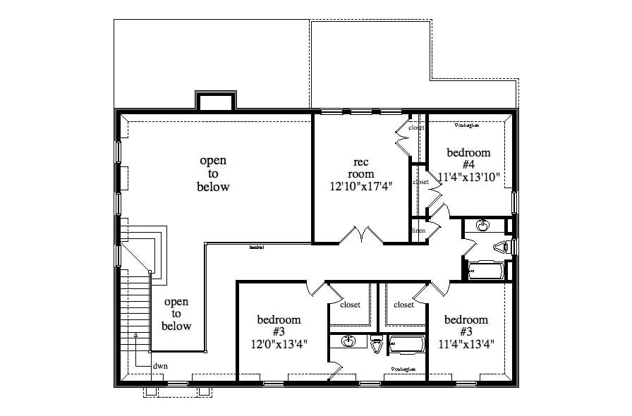 Upper Level of Craftsman Plan #163-1112