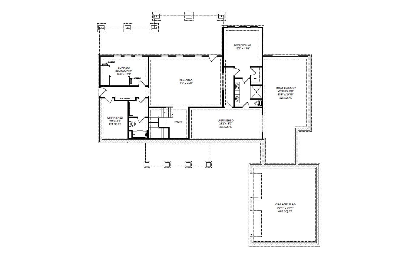 Basement of Modern Farmhouse Plan #163-1113