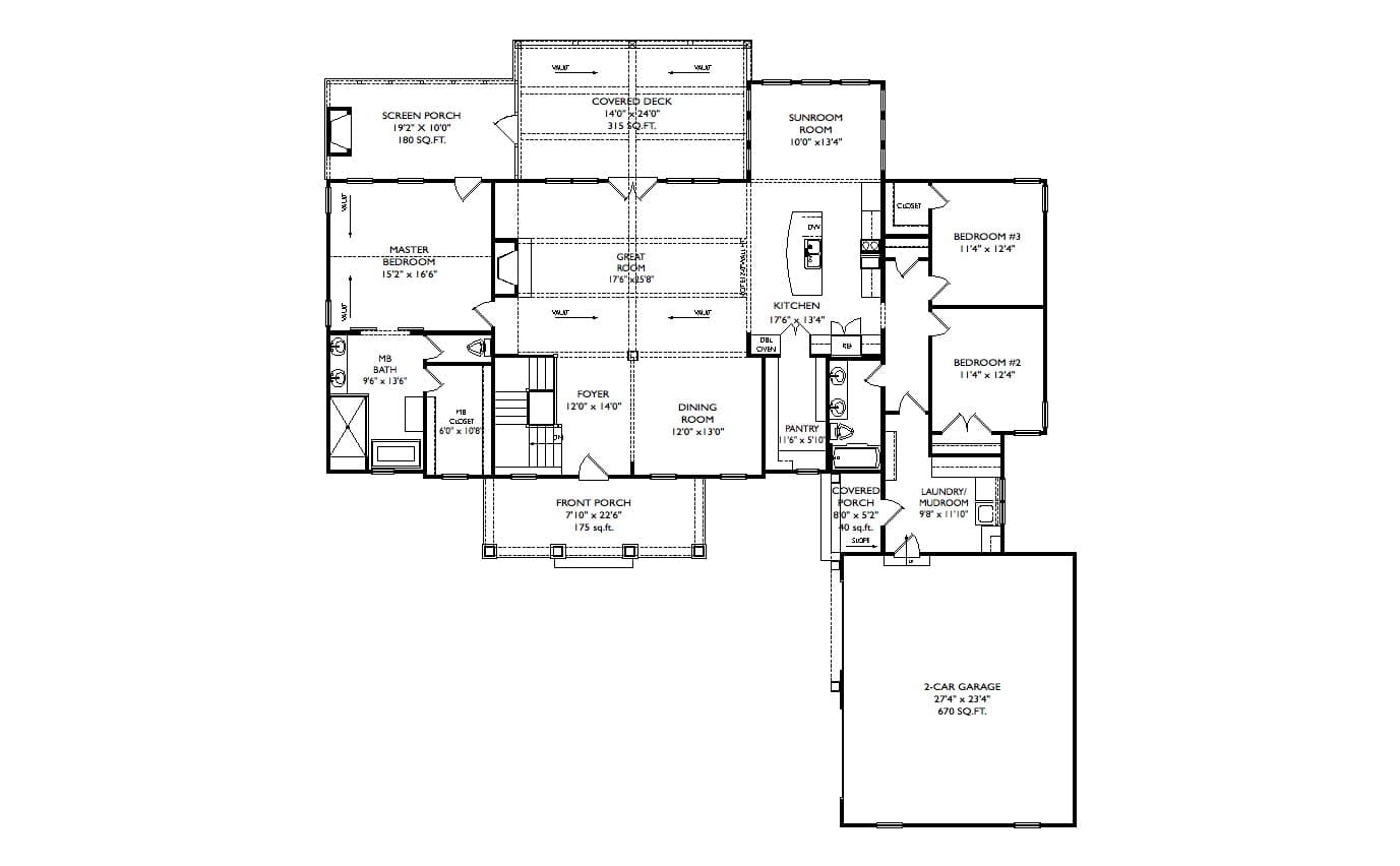 Main Level of Modern Farmhouse Plan #163-1113