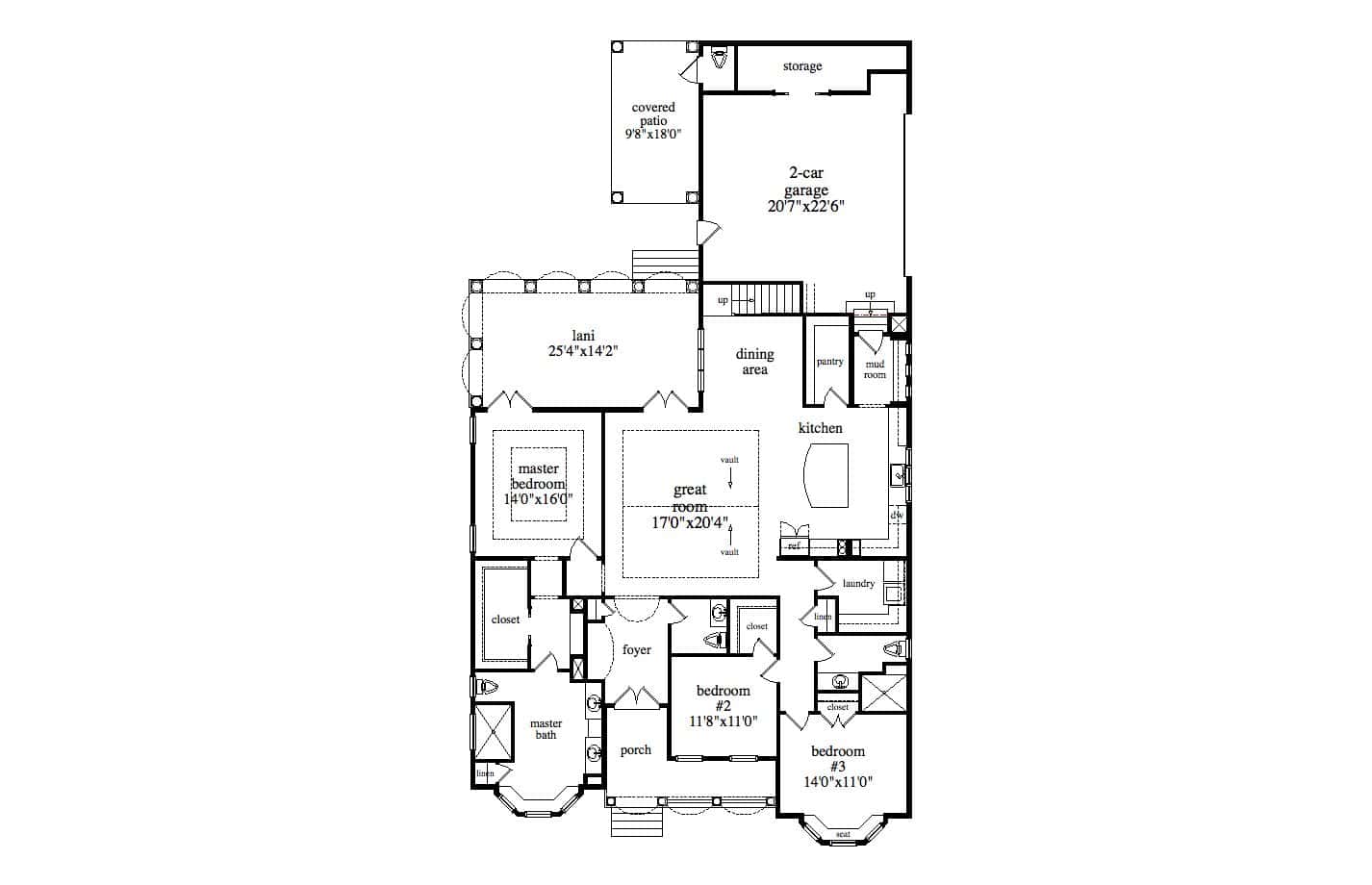 Main Level of French Plan #163-1114