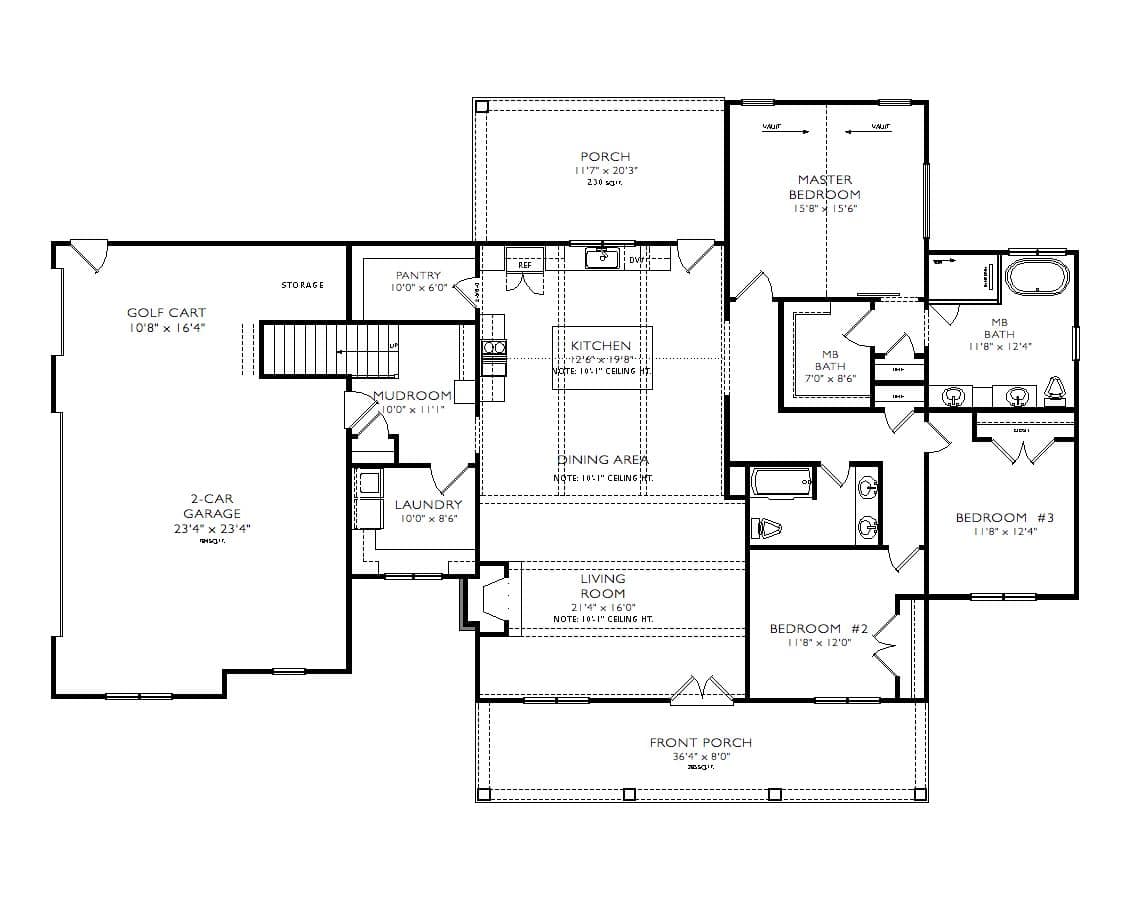 Main Level of Modern Farmhouse Plan #163-1115