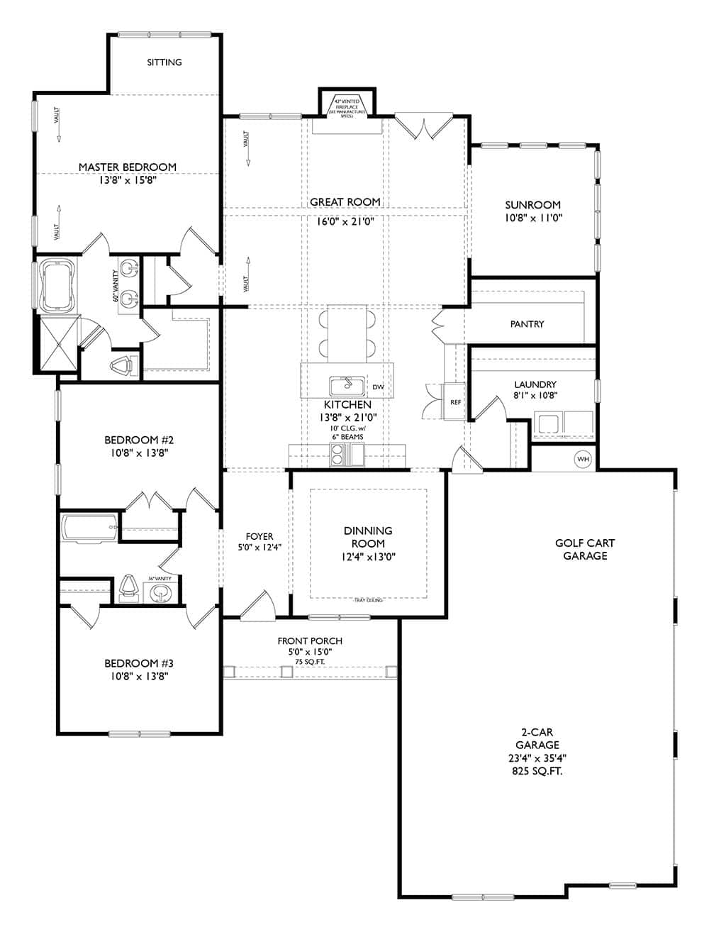 Main Level of Modern Farmhouse Plan #163-1116