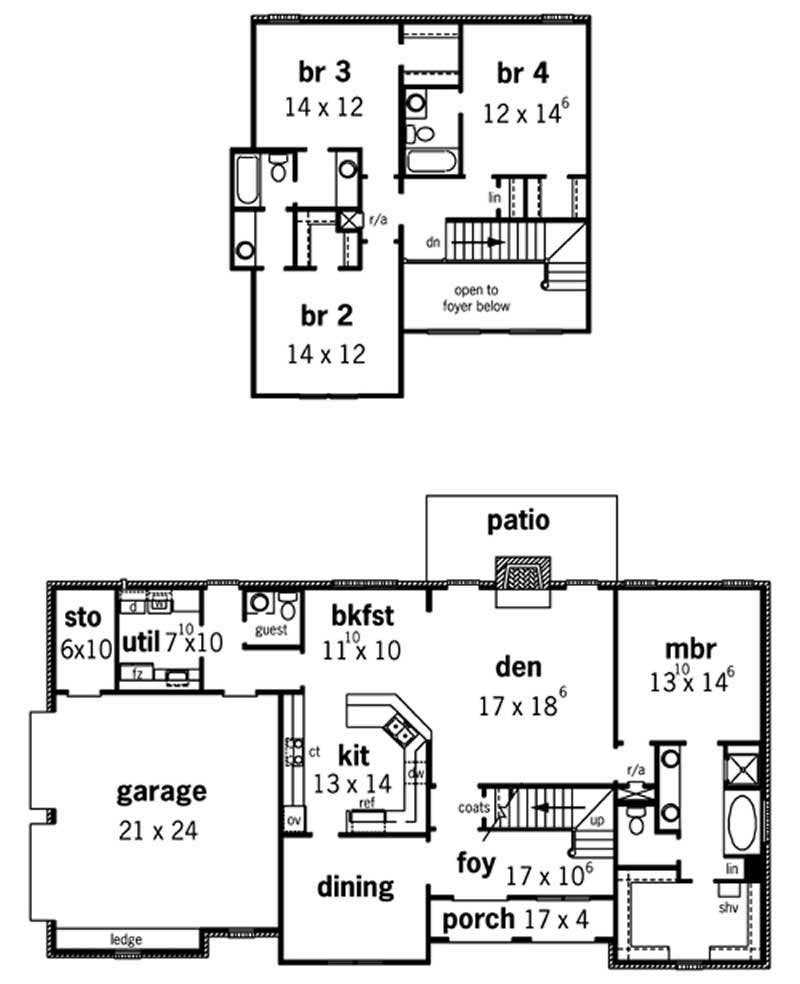 Floor Plan First Story of European Plan #164-1008
