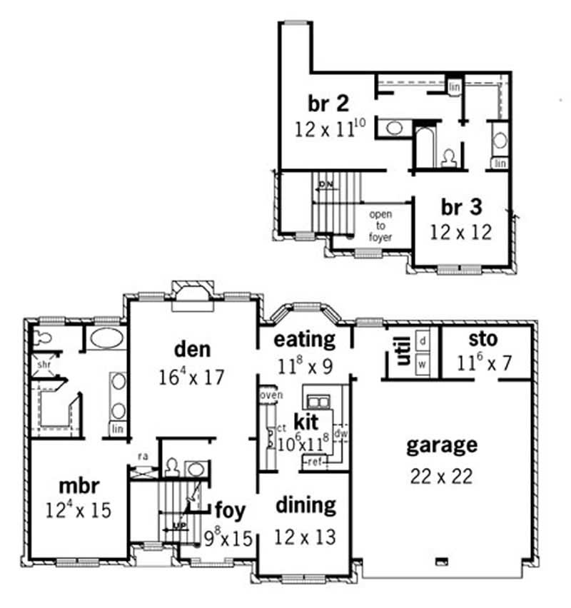 Floor Plan First Story of Georgian Plan #164-1011