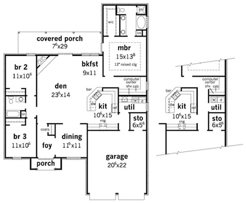 Floor Plan First Story of French Plan #164-1013