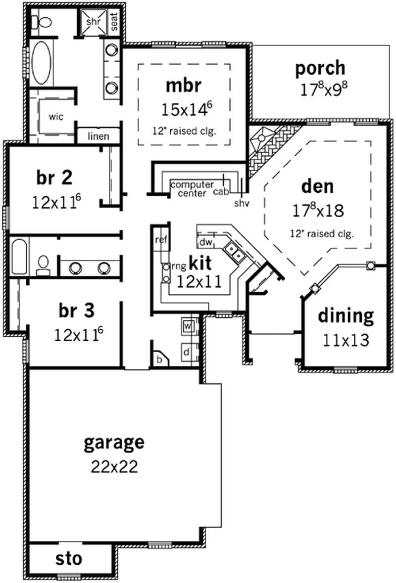 Floor Plan First Story of French Plan #164-1025