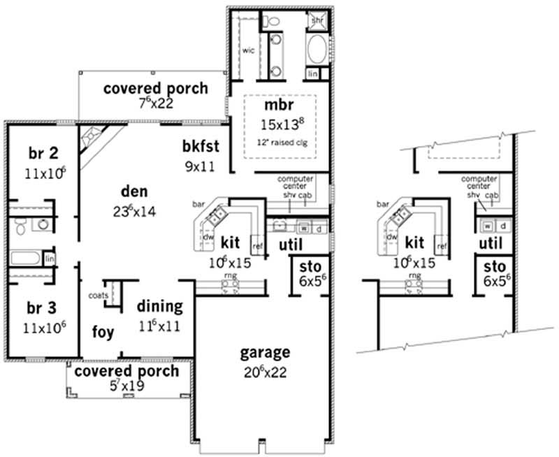 Floor Plan First Story of French Plan #164-1028