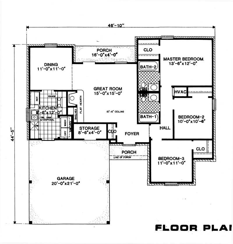 Floor Plan First Story of Country Plan #164-1038
