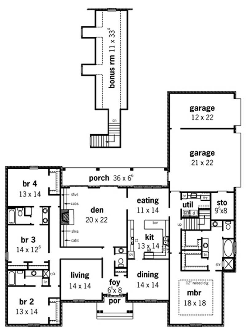 Floor Plan First Story of Georgian Plan #164-1046
