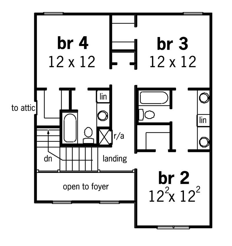 Floor Plan Second Story of Cape Cod Plan #164-1047
