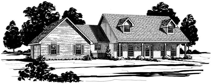 Traditional Home Plan Front Elevation.