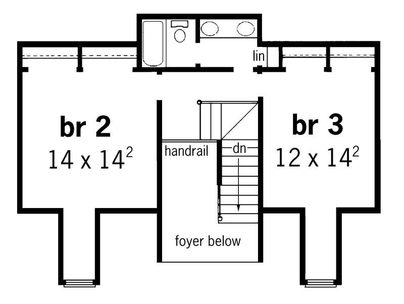 Floor Plan Second Story of Cape Cod Plan #164-1059