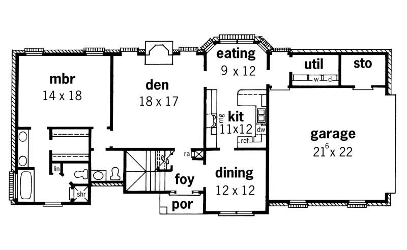 Floor Plan First Story of Country Plan #164-1065