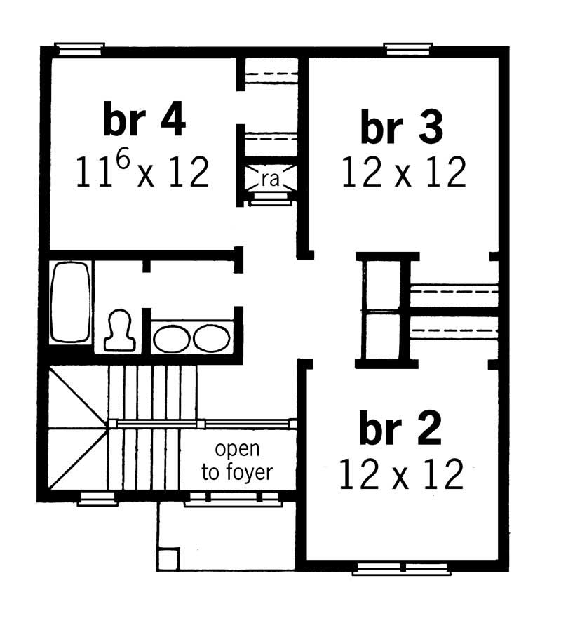Floor Plan Second Story of Country Plan #164-1065