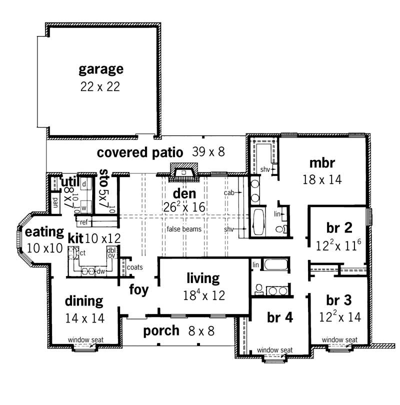 Floor Plan First Story of Country Plan #164-1076