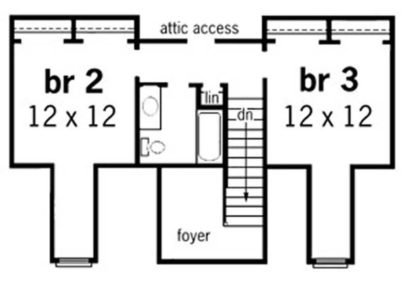 Floor Plan Second Story of Country Plan #164-1083