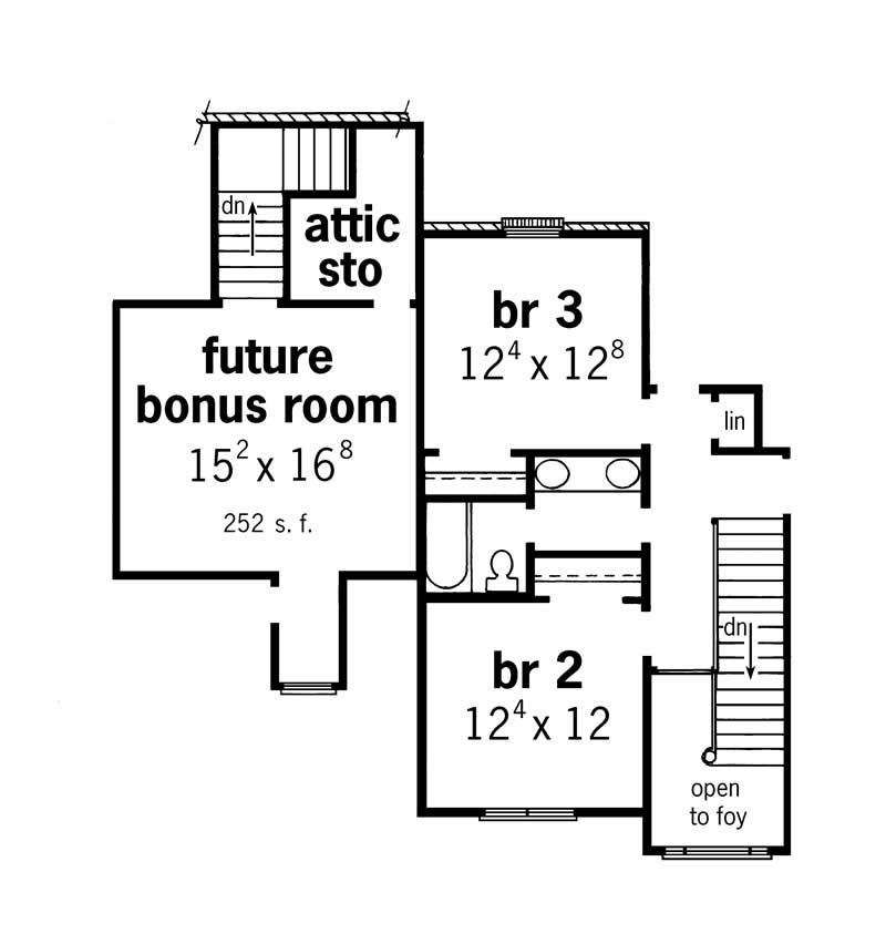 Floor Plan Second Story of European Plan #164-1102