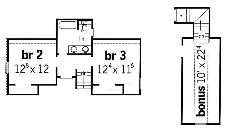 Floor Plan Second Story of Country Plan #164-1105