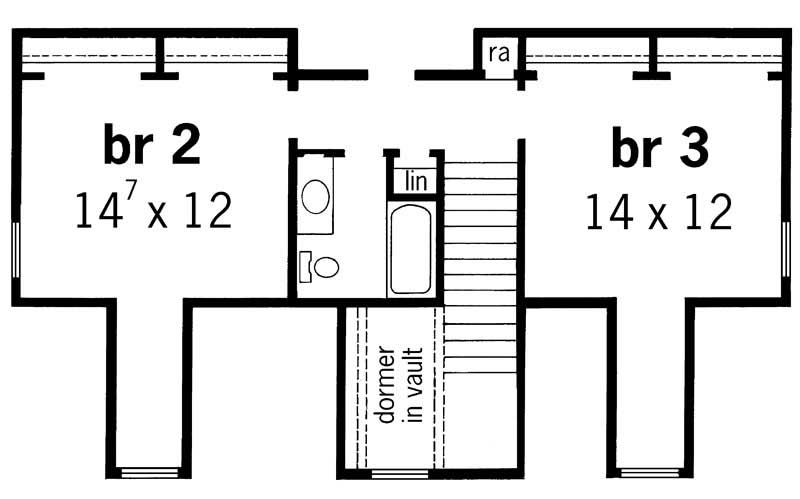 Floor Plan Second Story of Country Plan #164-1108