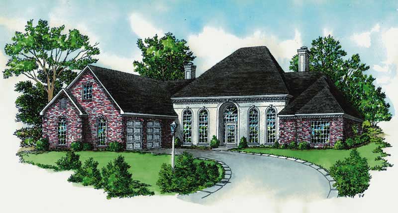 French Houseplans main elevation.