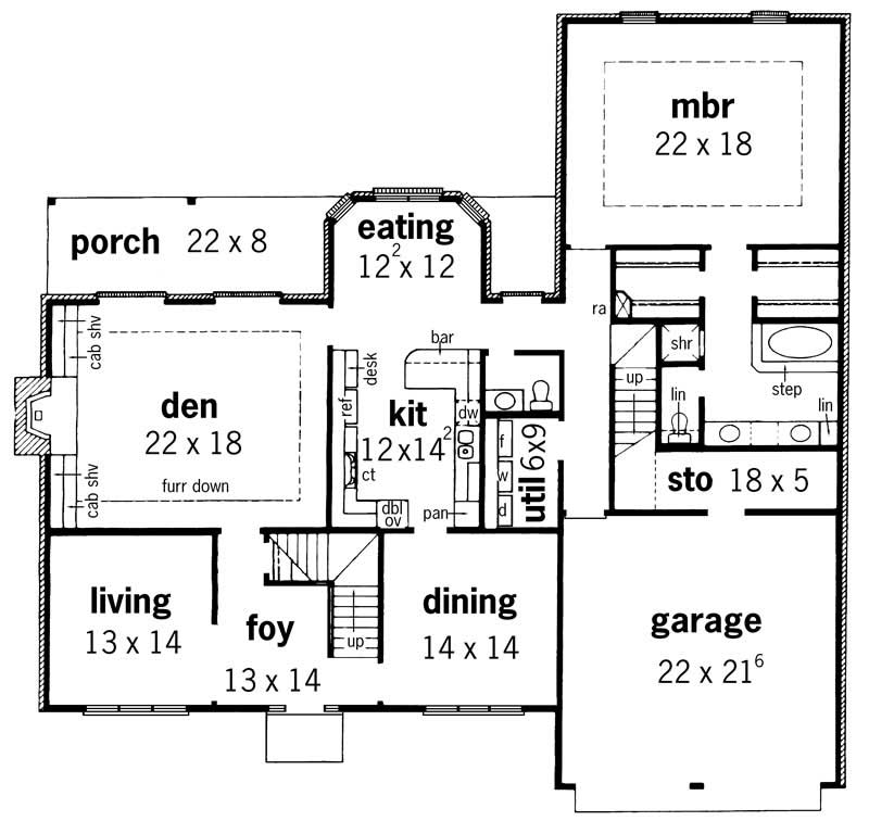 Floor Plan First Story of European Plan #164-1110
