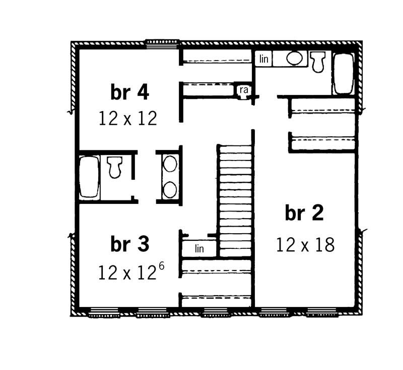 Floor Plan Second Story of European Plan #164-1116