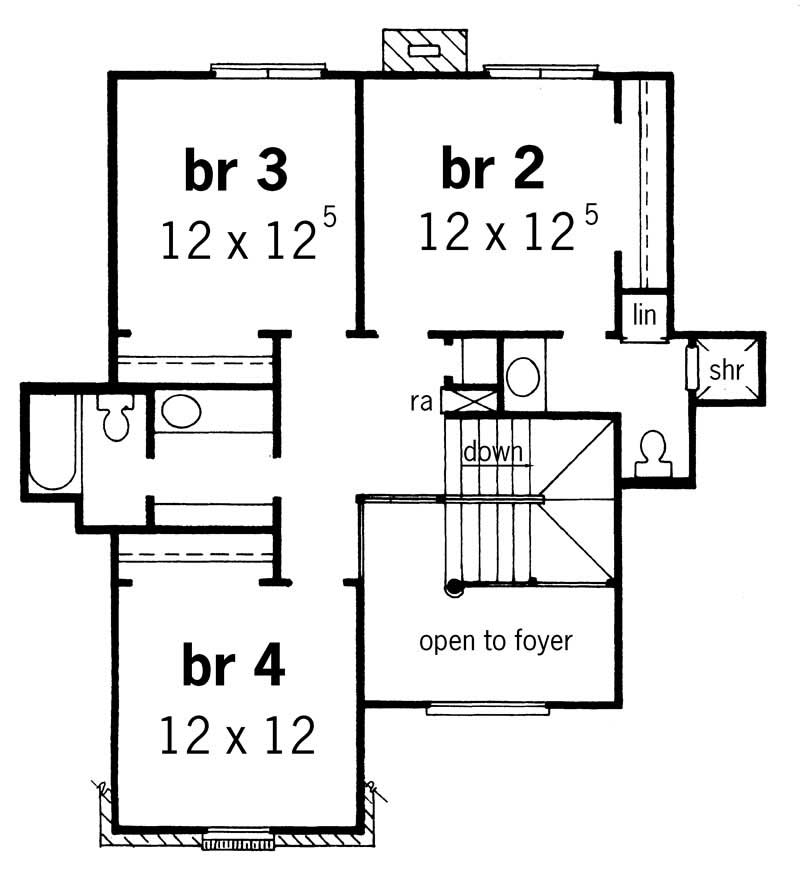 Floor Plan Second Story of Country Plan #164-1117