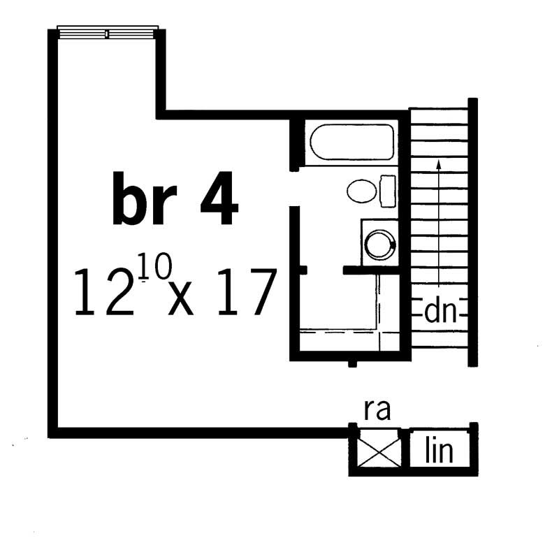 Floor Plan Second Story of European Plan #164-1118