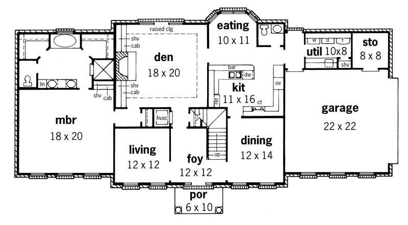 Floor Plan First Story of Country Plan #164-1120