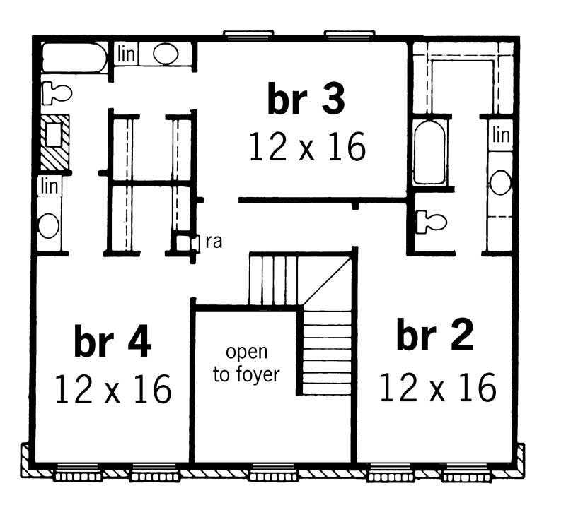 Floor Plan Second Story of Country Plan #164-1120